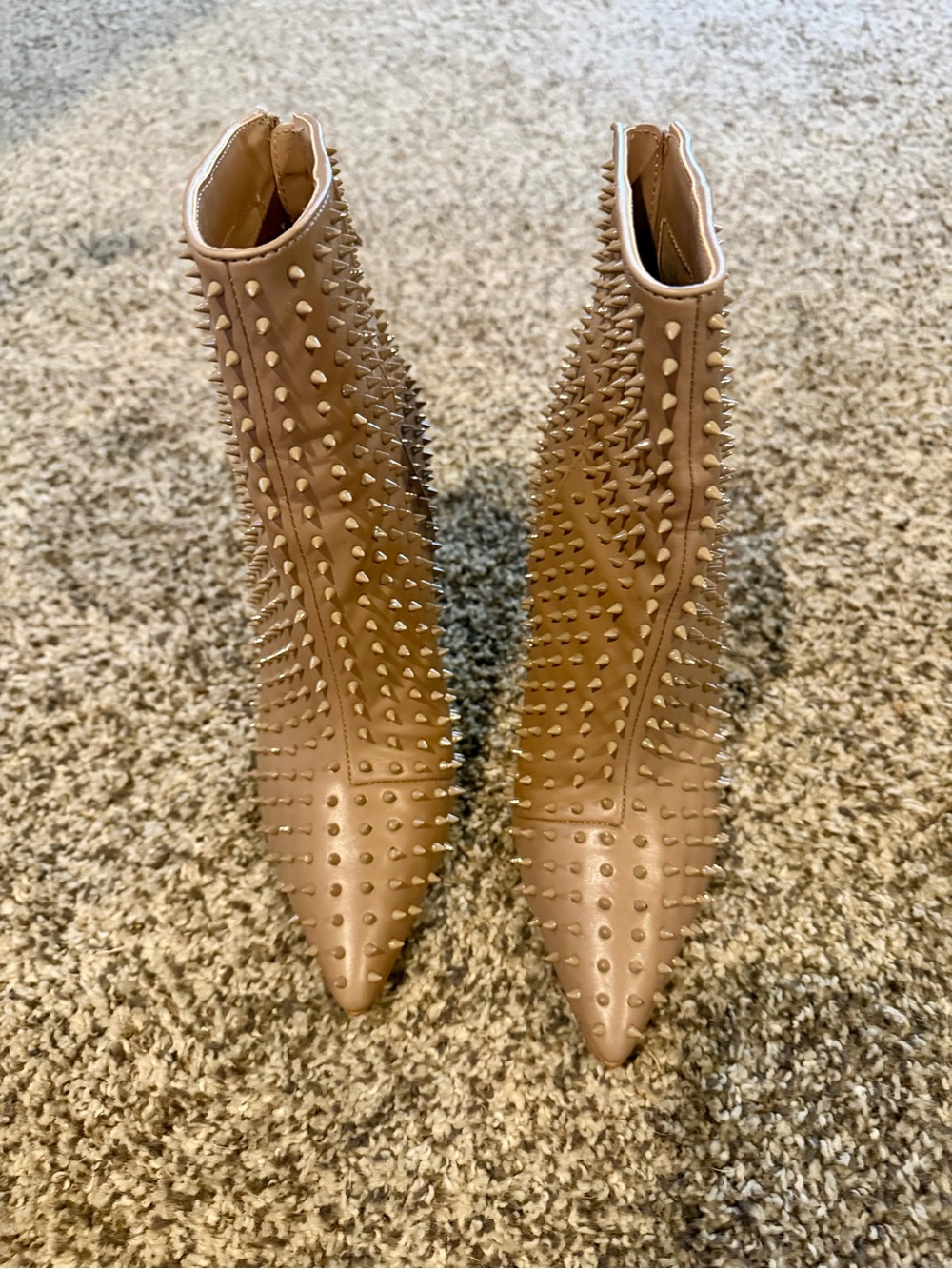 Steve Madden Studded Pointed Toe Ankle Boots in Taupe
